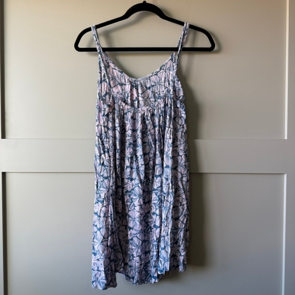 Hawaii Cami Dress Women S Blue Pink Hibiscus Floral Rayon Adjustable Strap - Picture 2 of 12